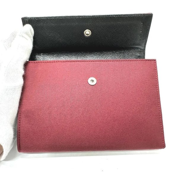 PRADA Triangle logo Compact wallet Trifold wallet wine-red - Picture 8 of 10